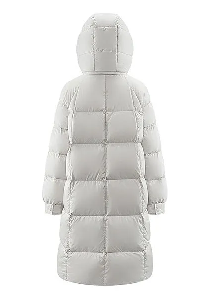 LOOSE THICK HOODED LONG DOWN COAT