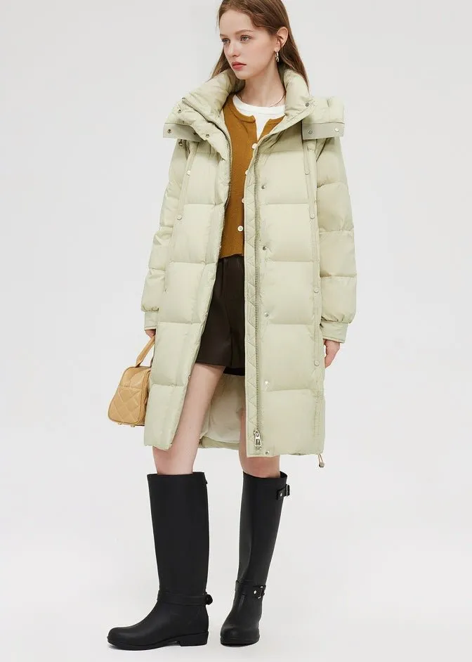 LOOSE THICK HOODED LONG DOWN COAT