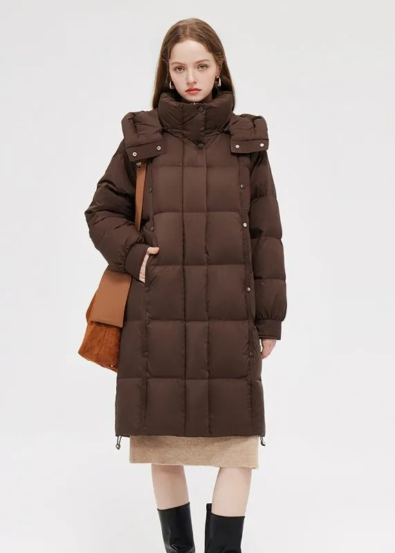 LOOSE THICK HOODED LONG DOWN COAT