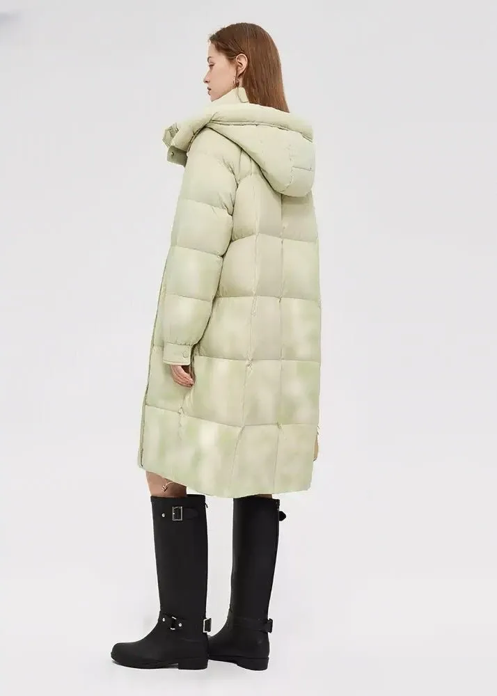 LOOSE THICK HOODED LONG DOWN COAT