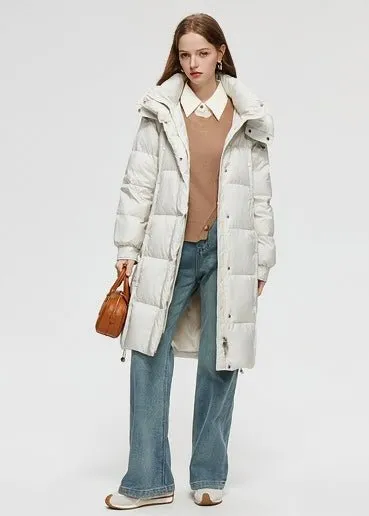 LOOSE THICK HOODED LONG DOWN COAT