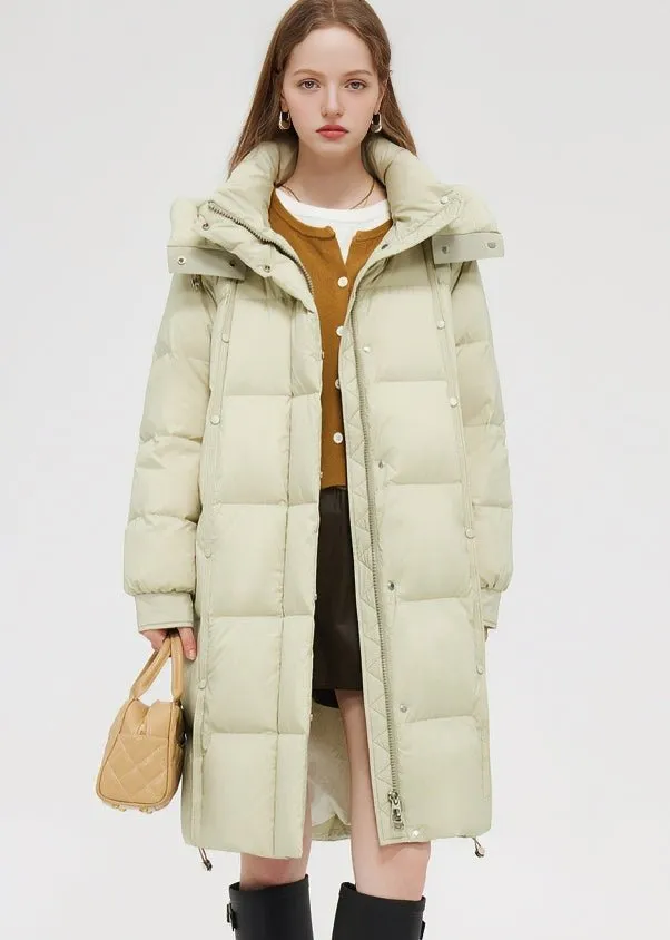 LOOSE THICK HOODED LONG DOWN COAT