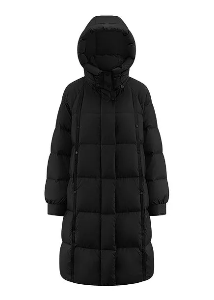 LOOSE THICK HOODED LONG DOWN COAT