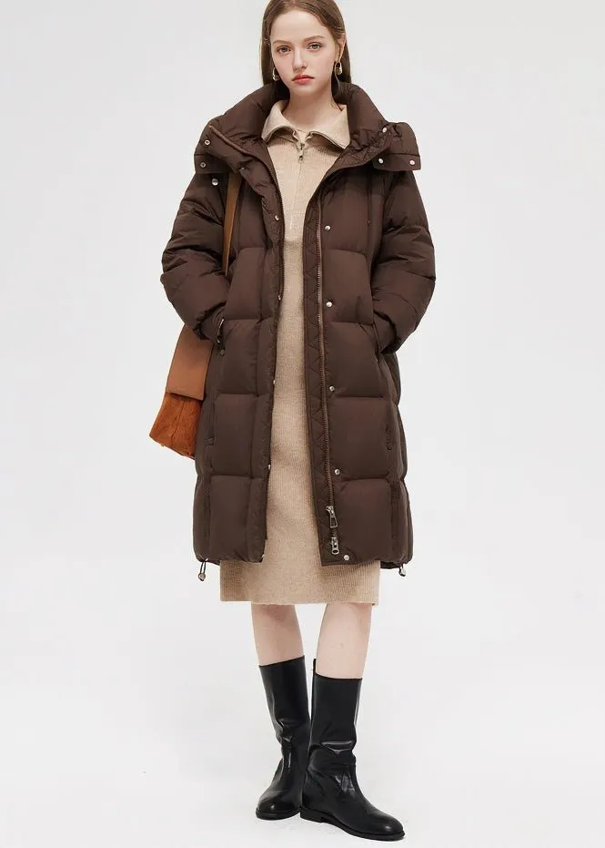 LOOSE THICK HOODED LONG DOWN COAT