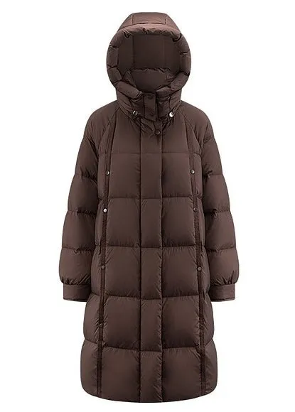 LOOSE THICK HOODED LONG DOWN COAT