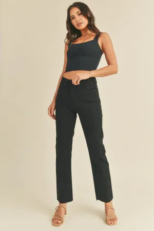 LUNA CUT OFF STRAIGHT LEG JEANS