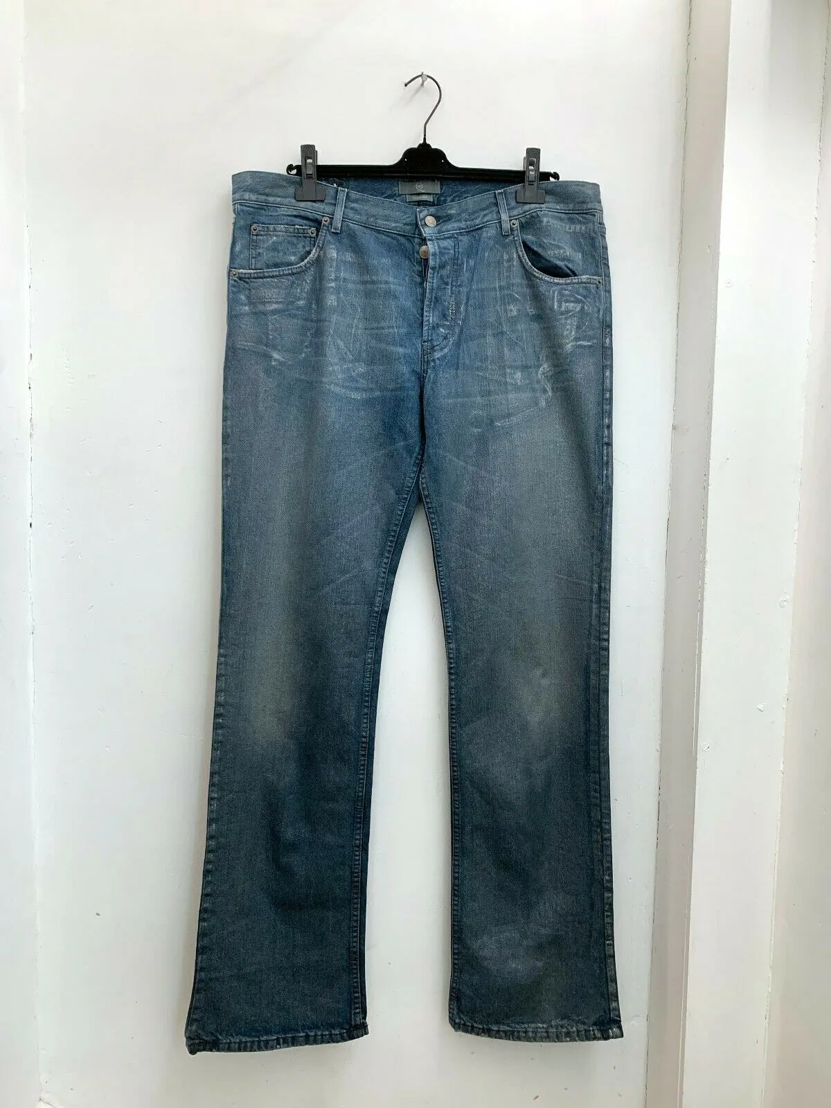 McQ  Silver Coated Blue Denim Jeans