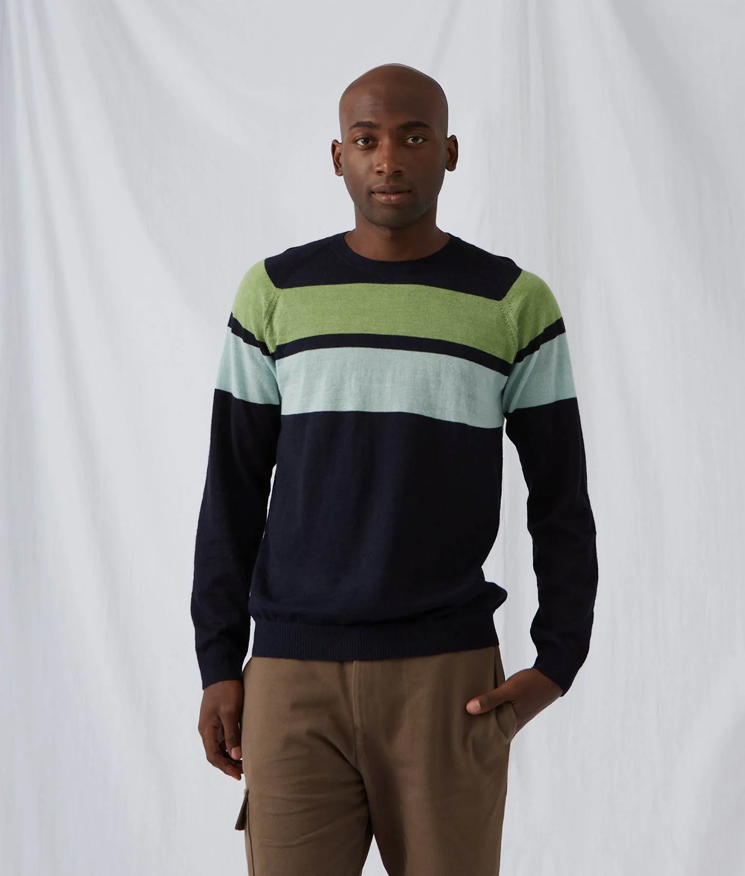 Men's Intarsia Crew Neck Sweater