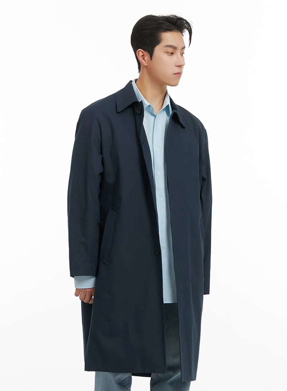 Men's Solid Cotton Trench Coat IA401