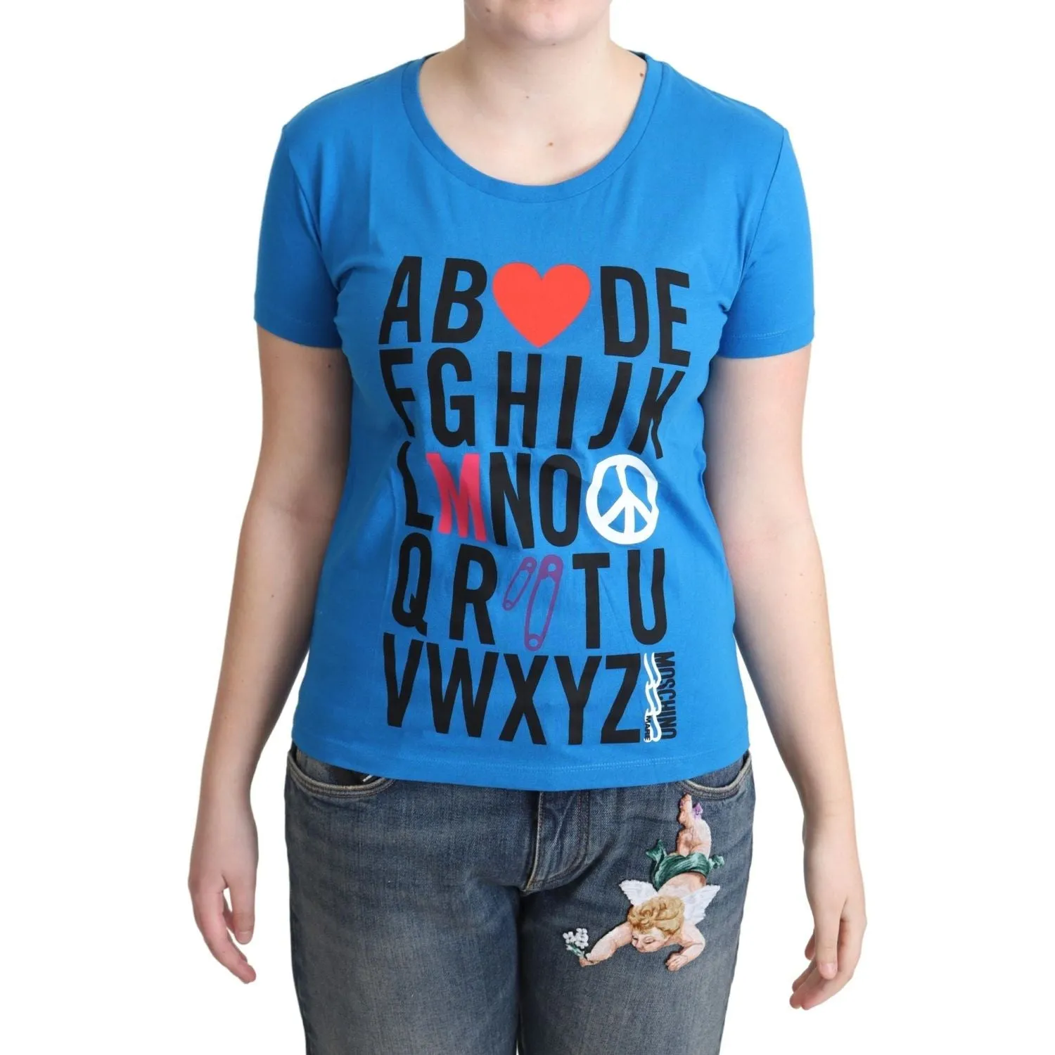 Moschino Chic Alphabet Cotton Tee in Blue