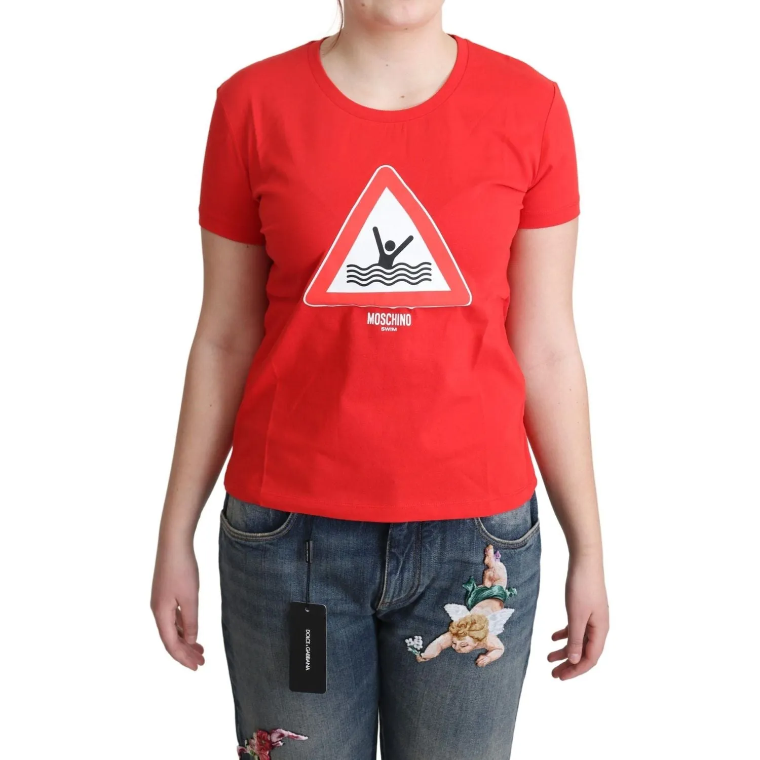 Moschino Chic Red Graphic Cotton Tee