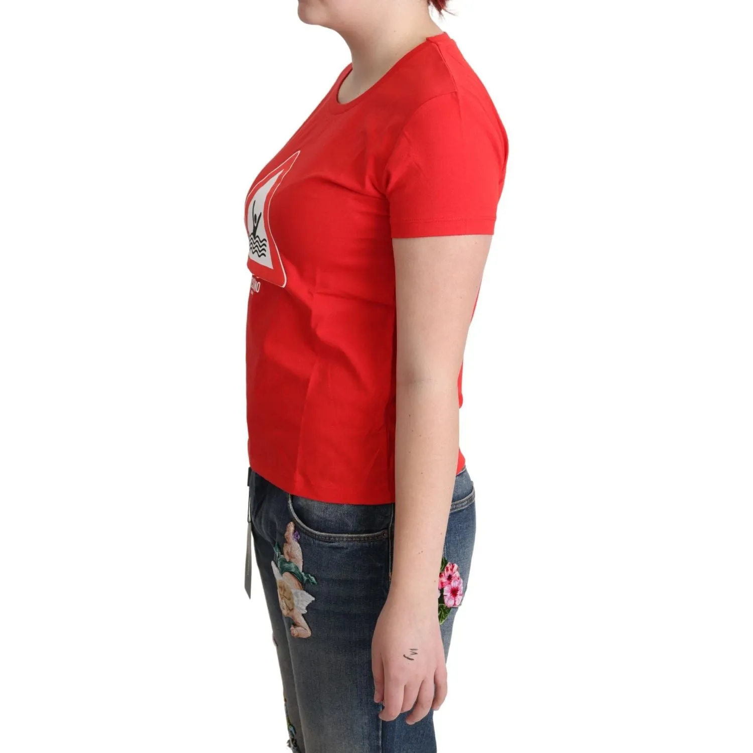 Moschino Chic Red Graphic Cotton Tee