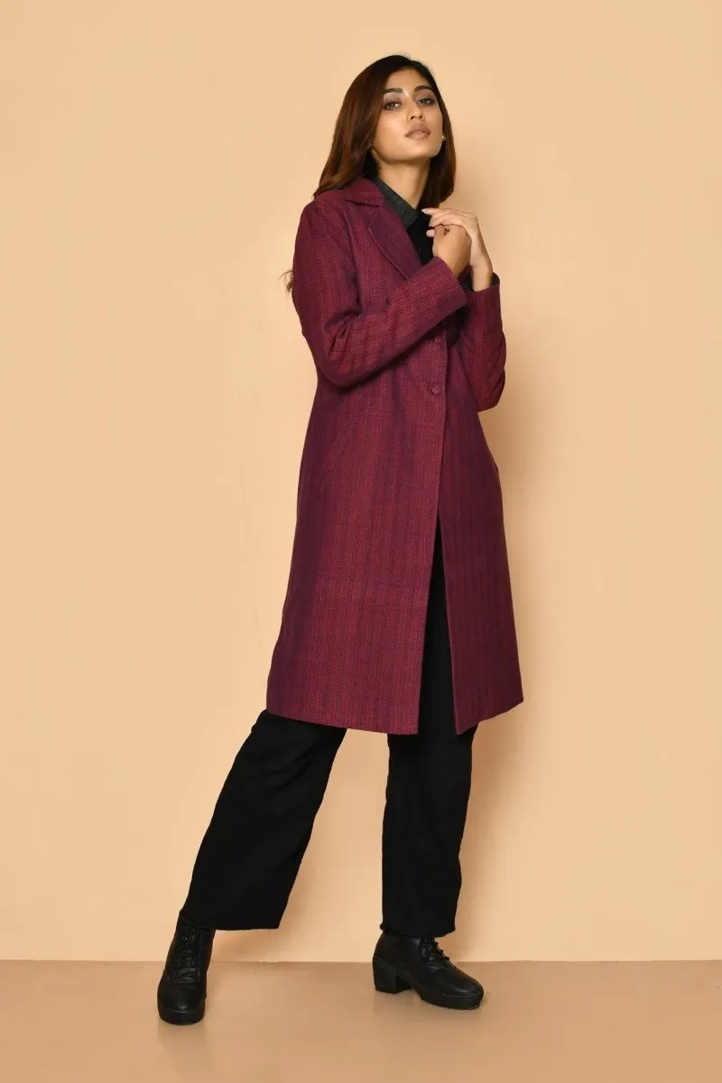 Mrinal Handloom Cotton Trench Coat Jacket for Women