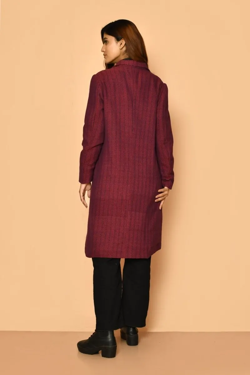 Mrinal Handloom Cotton Trench Coat Jacket for Women