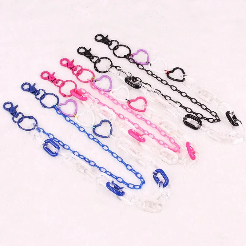 Multi-color Heart-Shaped Acrylic Belt Chains for Pants and Jeans