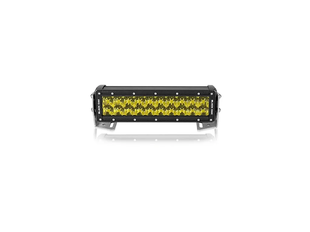 New - 10 Inch Yellow Lens Fog Light Double Row: Black Oak LED Pro Series 3.0 Dual Row LED Light Bar - Combo Optics (100w)