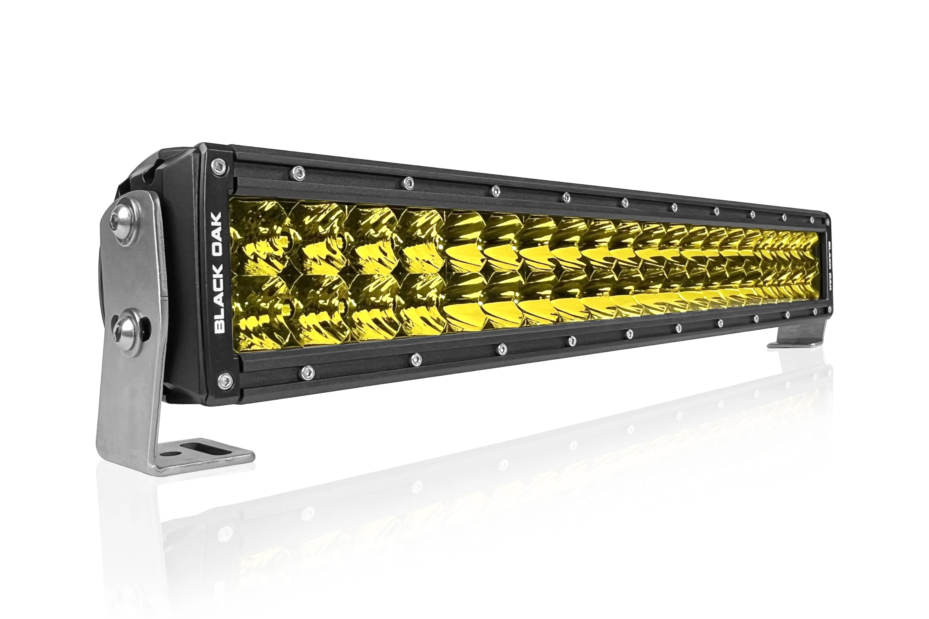 New - 20 Inch Yellow Lens Fog Light in Double Row: Black Oak LED Pro Series 3.0 Dual Row LED Light Bar - Combo Optics (200w)