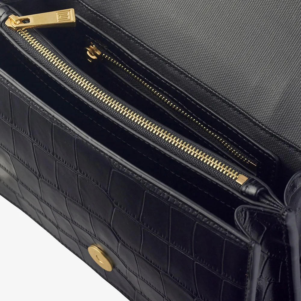 Nikki Williams - Beau Cross Body bag in black Croc leather