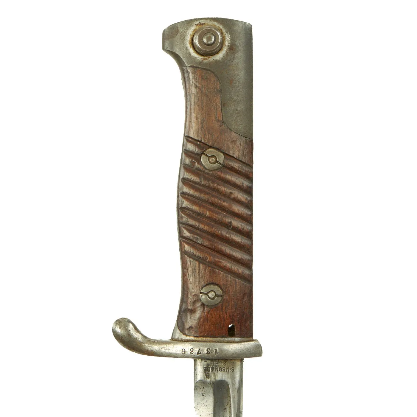 Original German WWI M1898 Long GEW 98 Peruvian Contract Bayonet with Leather Scabbard - c.1909