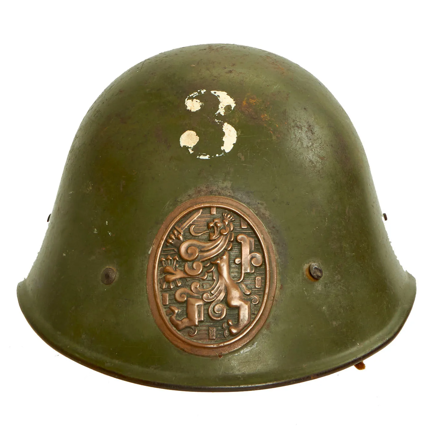 Original Netherlands WWII Dutch M23/27 Steel Helmet With Badge and Original Paint