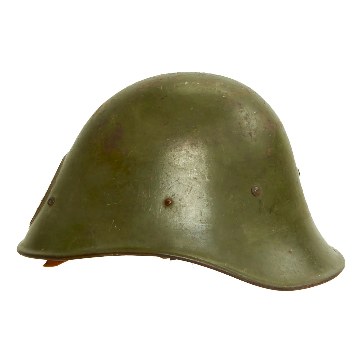 Original Netherlands WWII Dutch M23/27 Steel Helmet With Badge and Original Paint