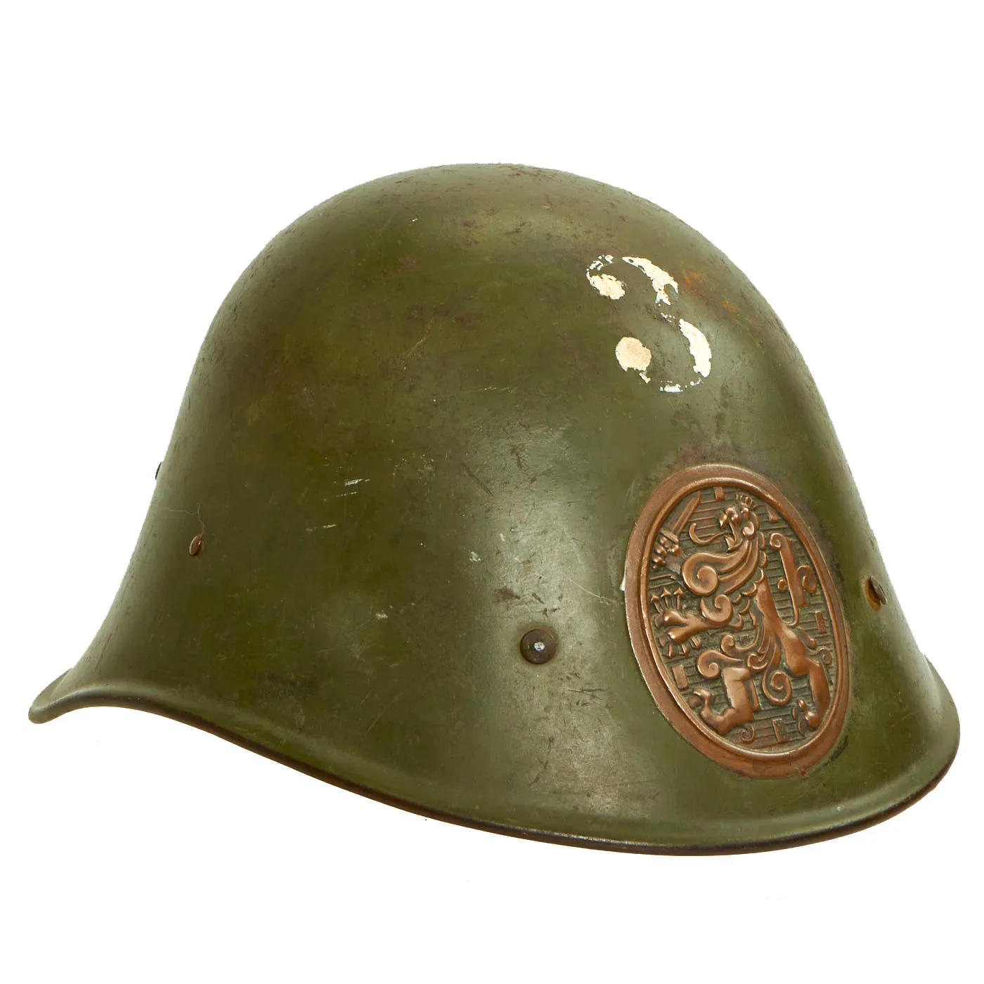 Original Netherlands WWII Dutch M23/27 Steel Helmet With Badge and Original Paint