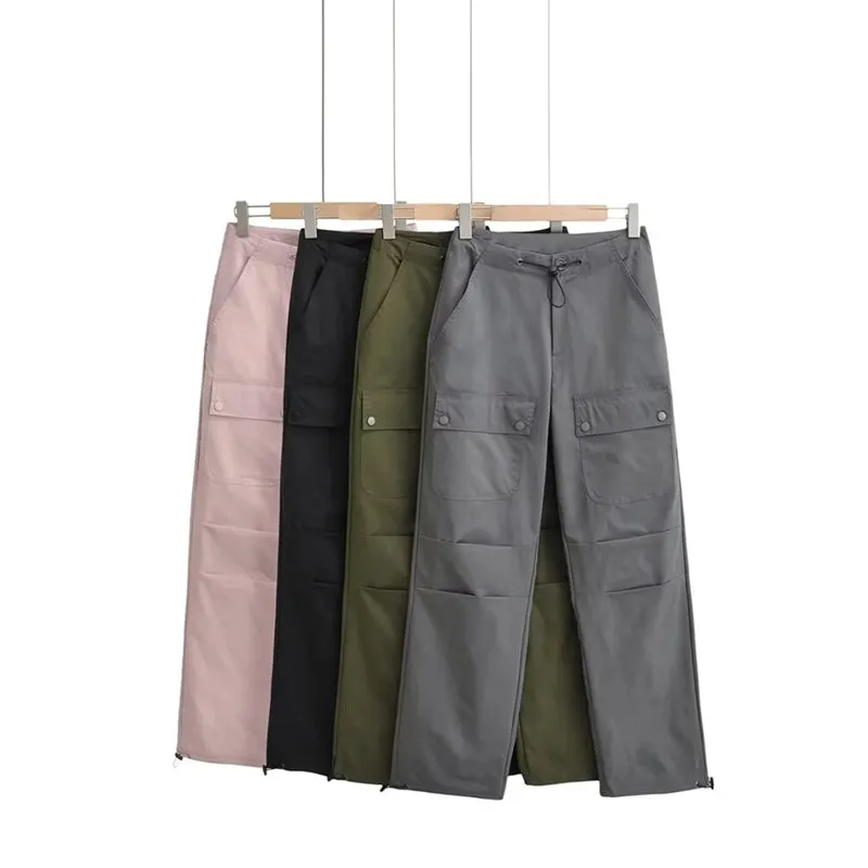 Pastel Color Wide Leg Cargo Pants