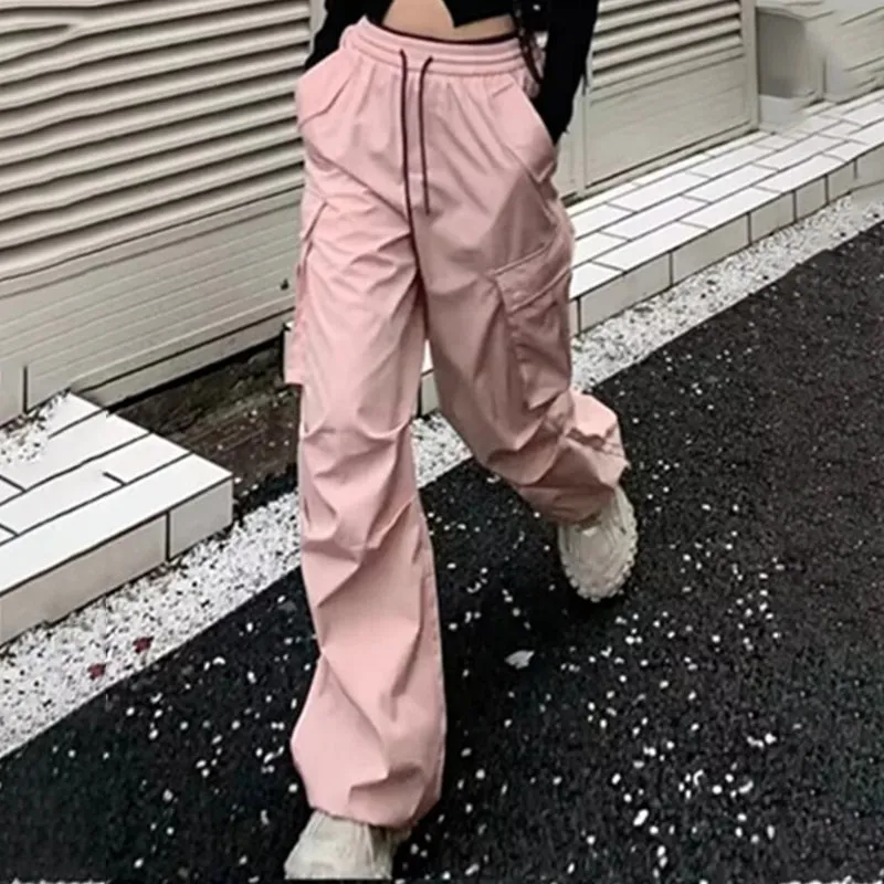 Pastel Color Wide Leg Cargo Pants