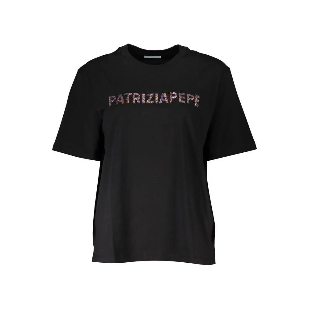 Patrizia Pepe Chic Rhinestone Crew Neck Tee