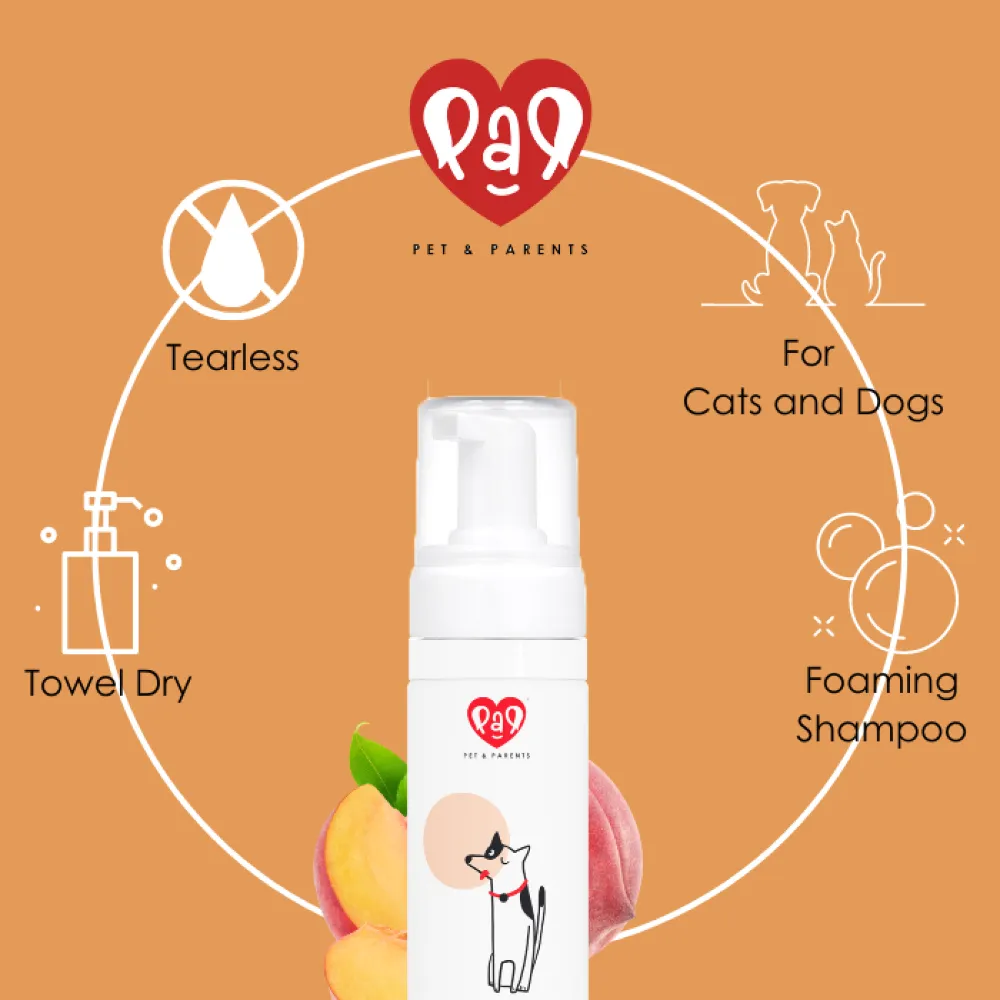 Pet And Parents Argan Oil   Peach Dry Bath Foaming Shampoo for Dogs and Cats