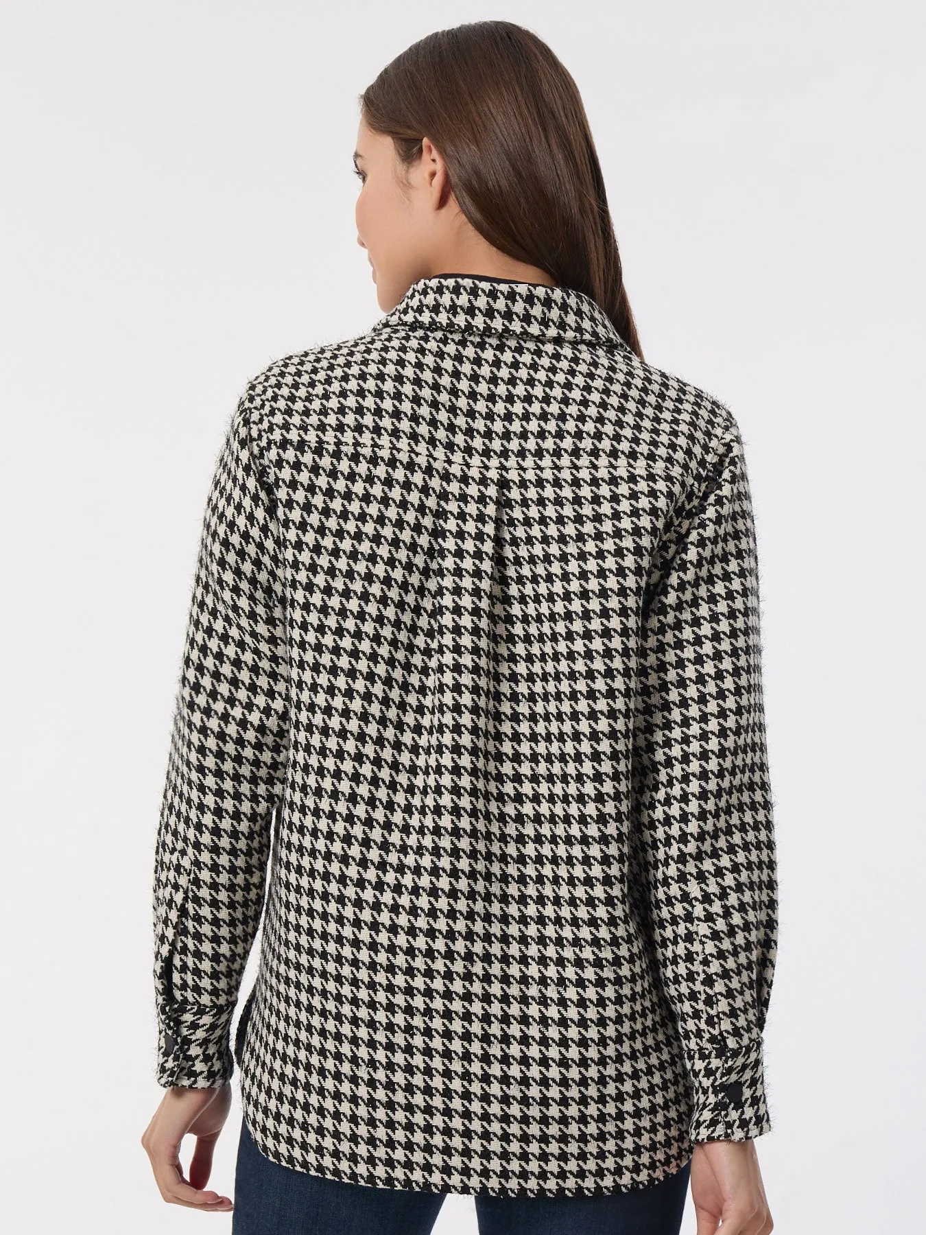 Petite Houndstooth Button-Front Shacket