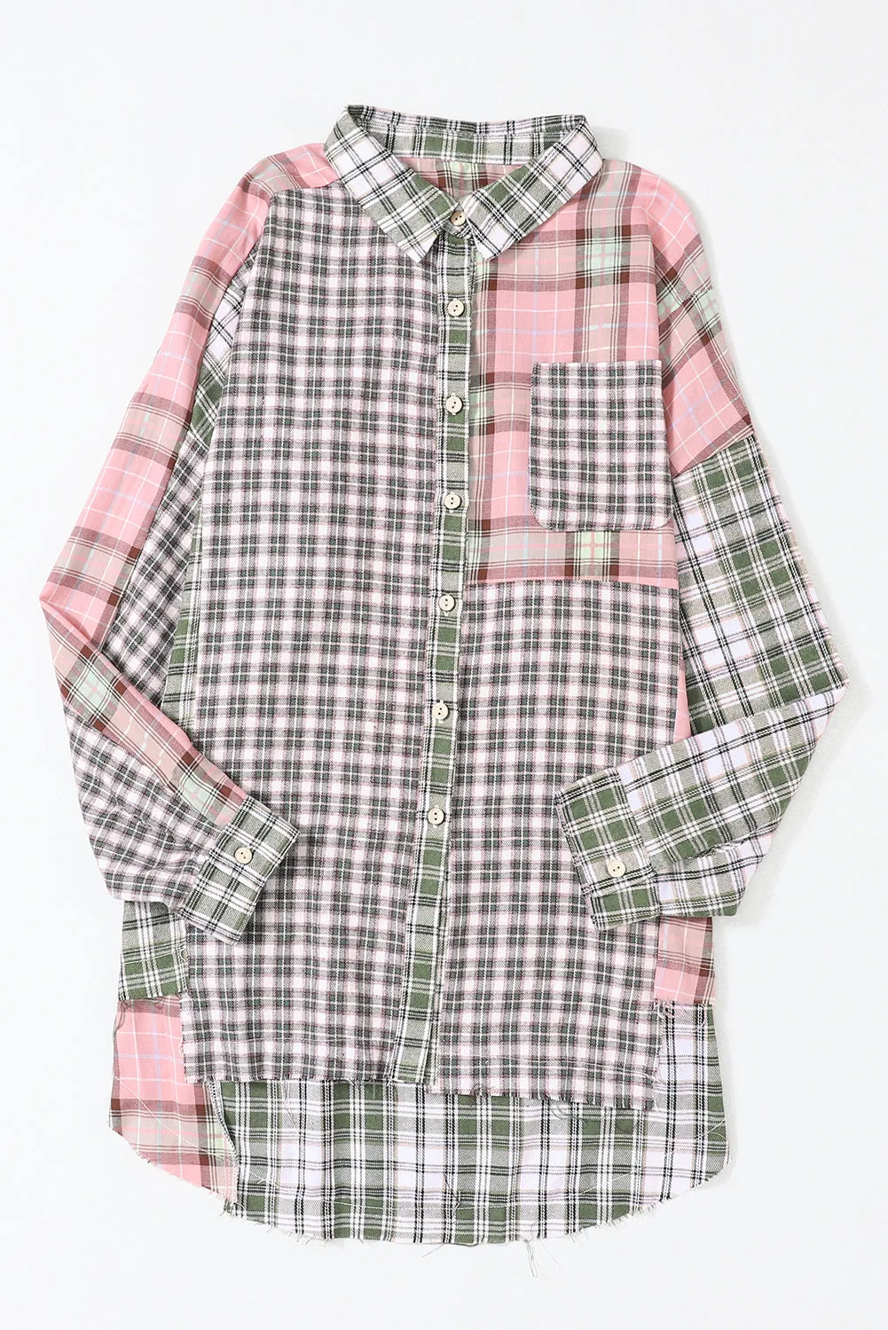 Plaid Hi-Low Button Front Shirt