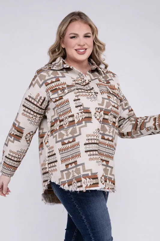 Plus Size Aztec Western Shacket