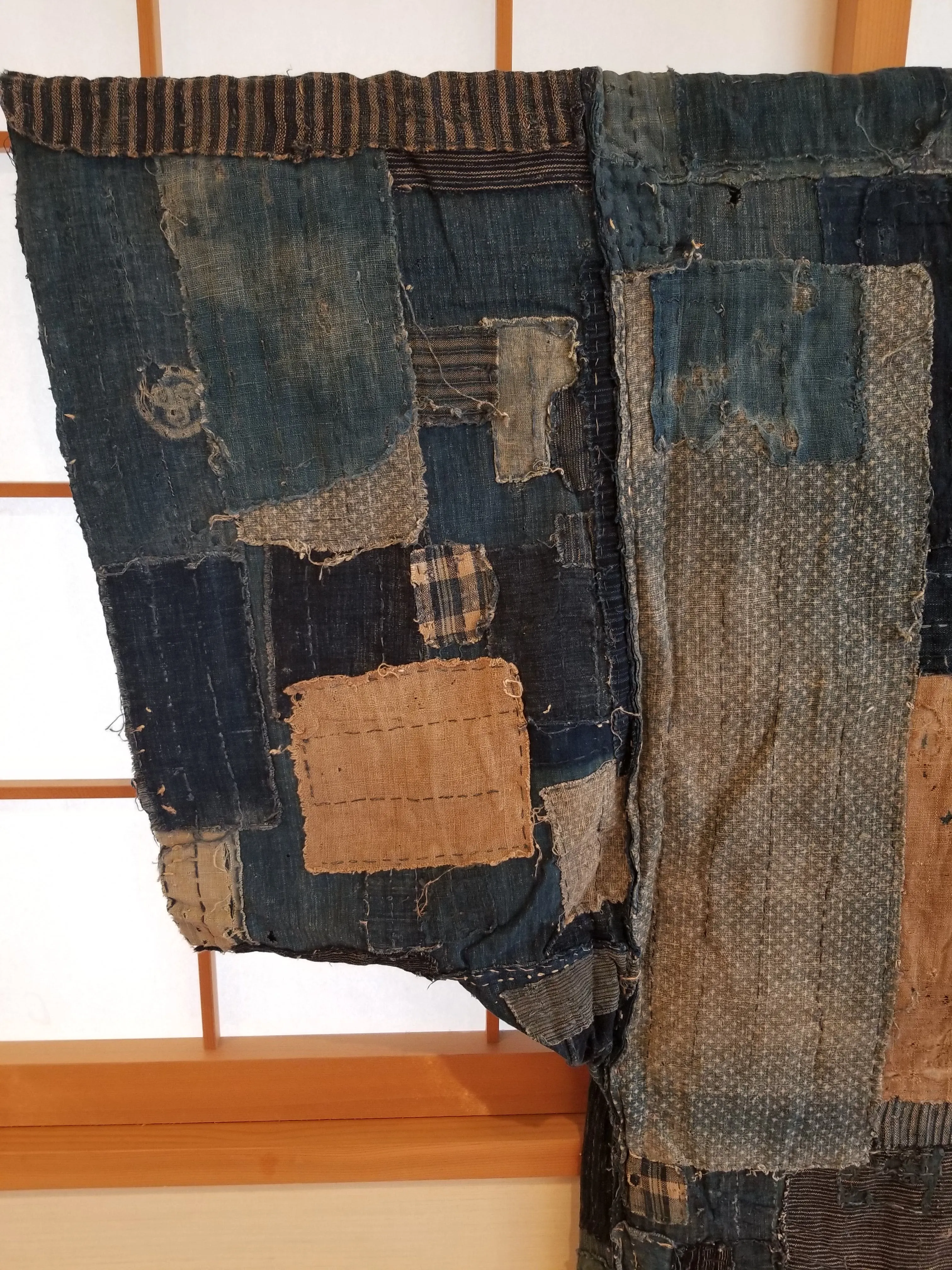 RARE Meiji Era (1900s) Indigo Boro Patchwork Yogi Bodoko Kimono