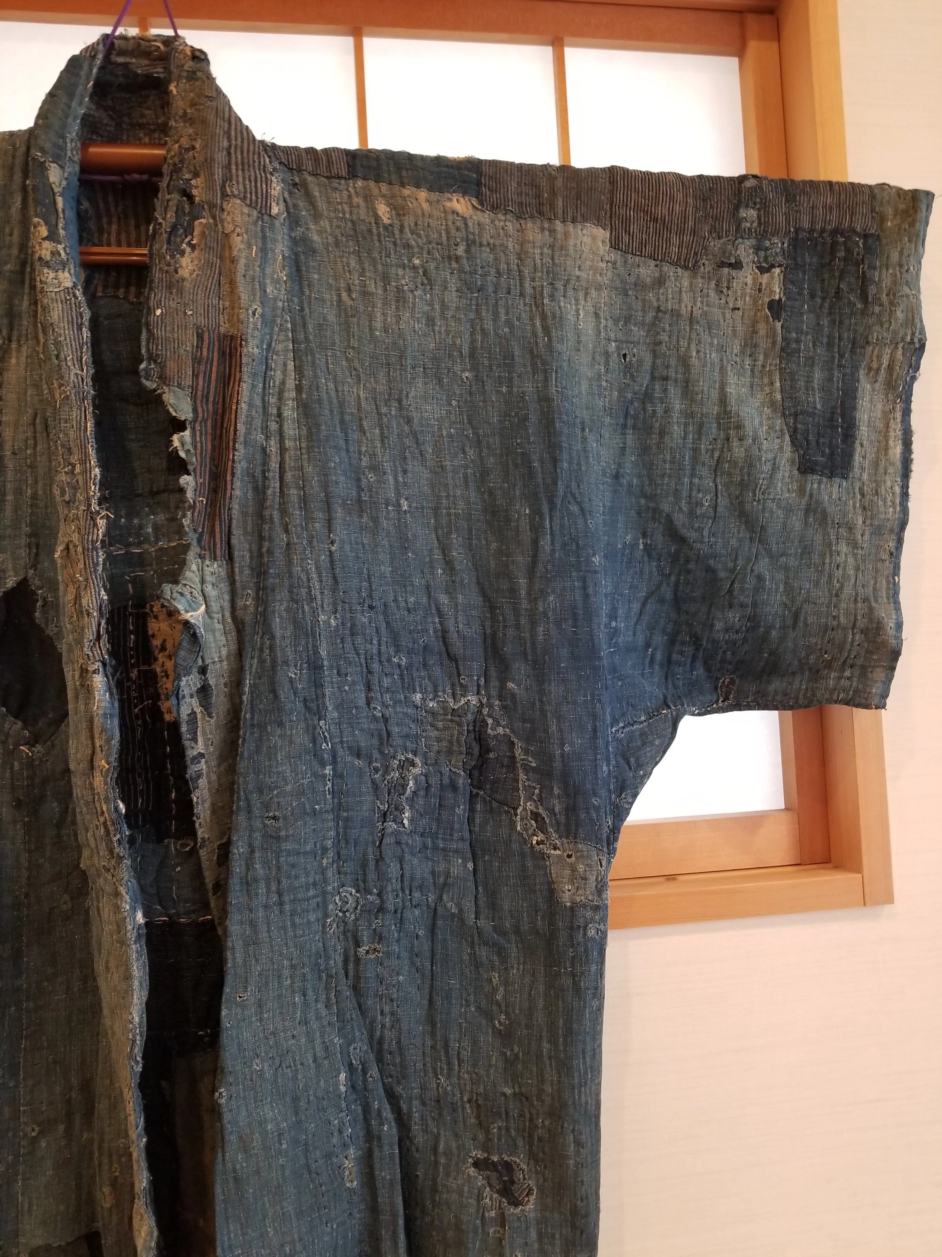 RARE Meiji Era (1900s) Indigo Boro Patchwork Yogi Bodoko Kimono