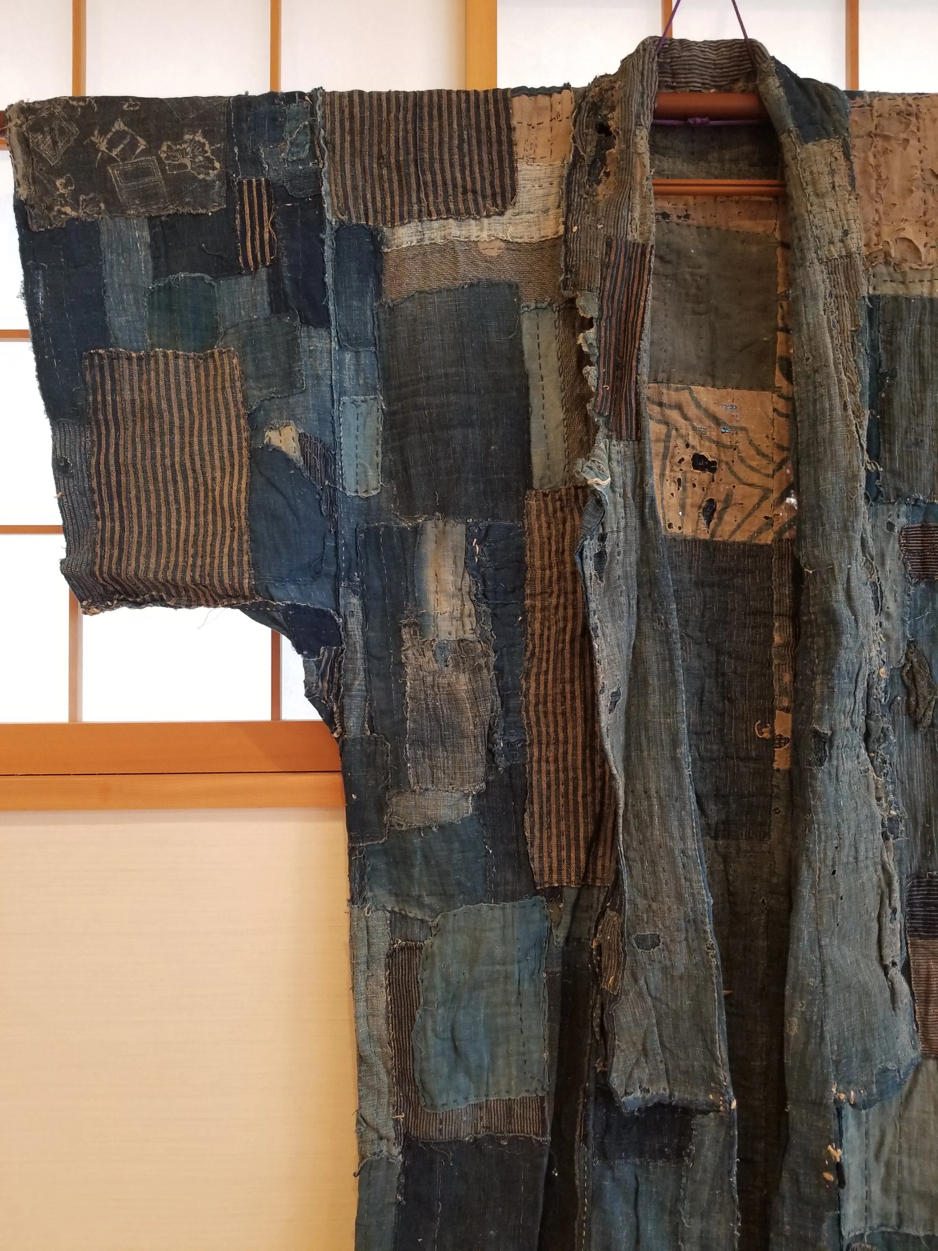 RARE Meiji Era (1900s) Indigo Boro Patchwork Yogi Bodoko Kimono