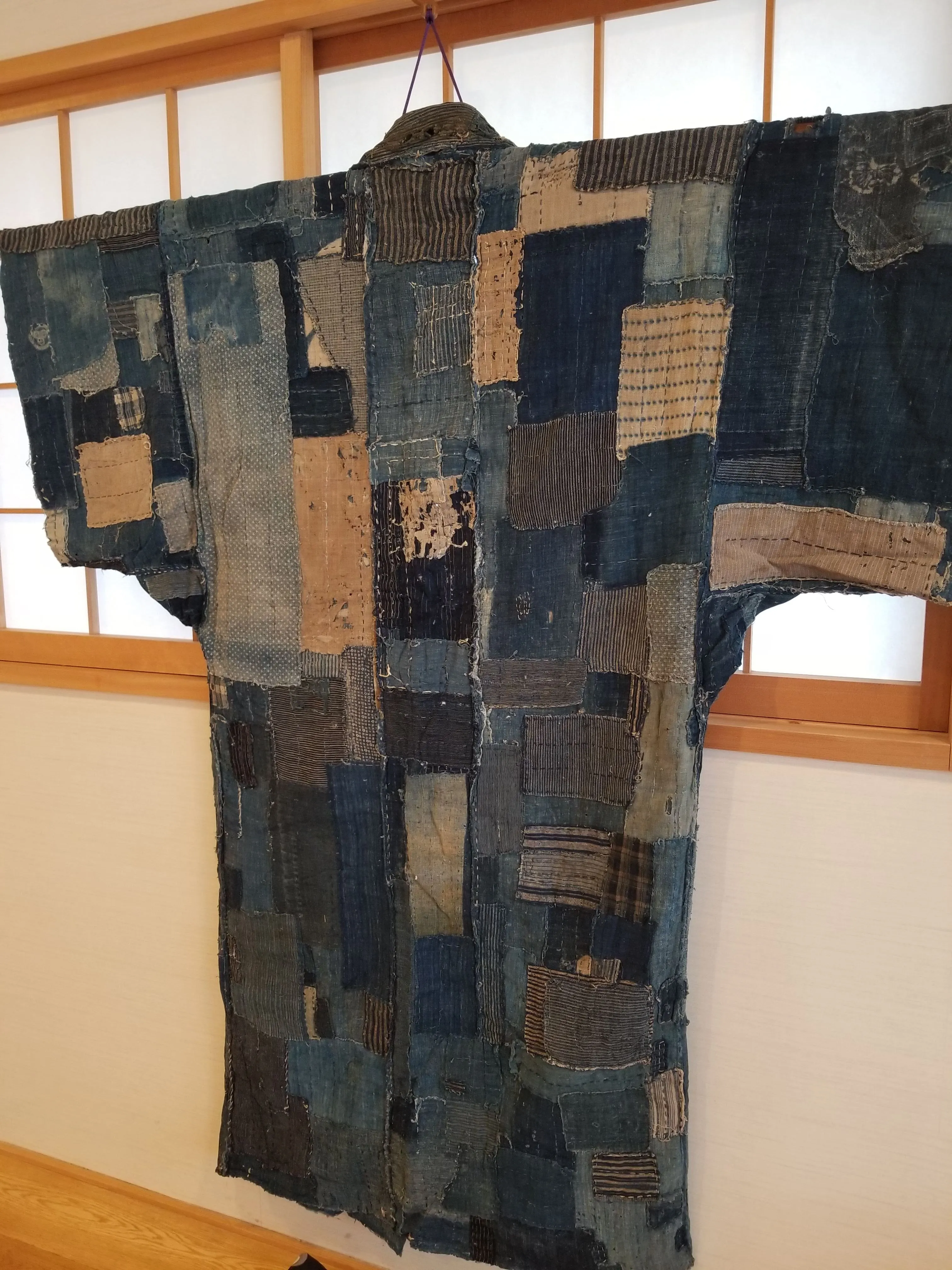 RARE Meiji Era (1900s) Indigo Boro Patchwork Yogi Bodoko Kimono