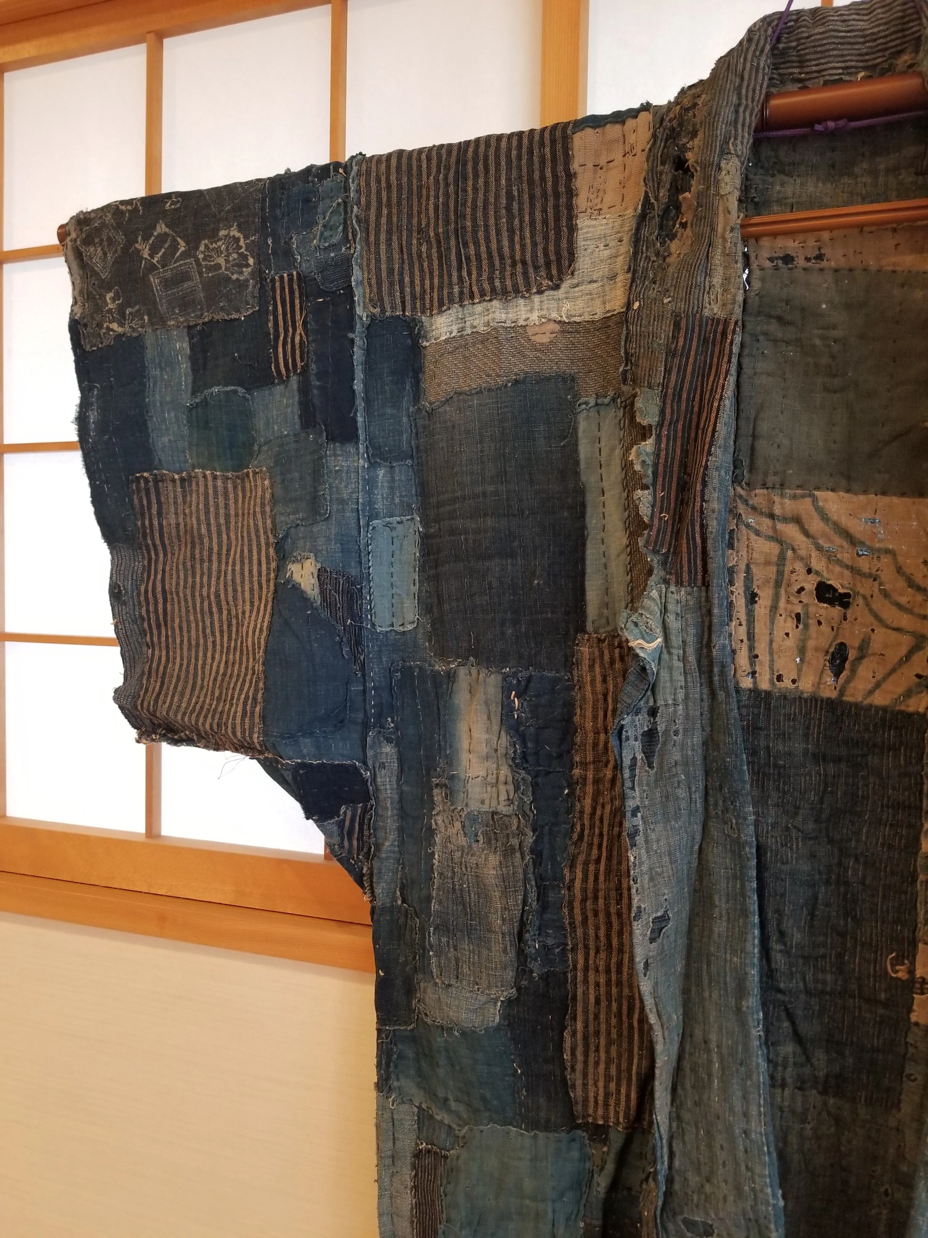 RARE Meiji Era (1900s) Indigo Boro Patchwork Yogi Bodoko Kimono