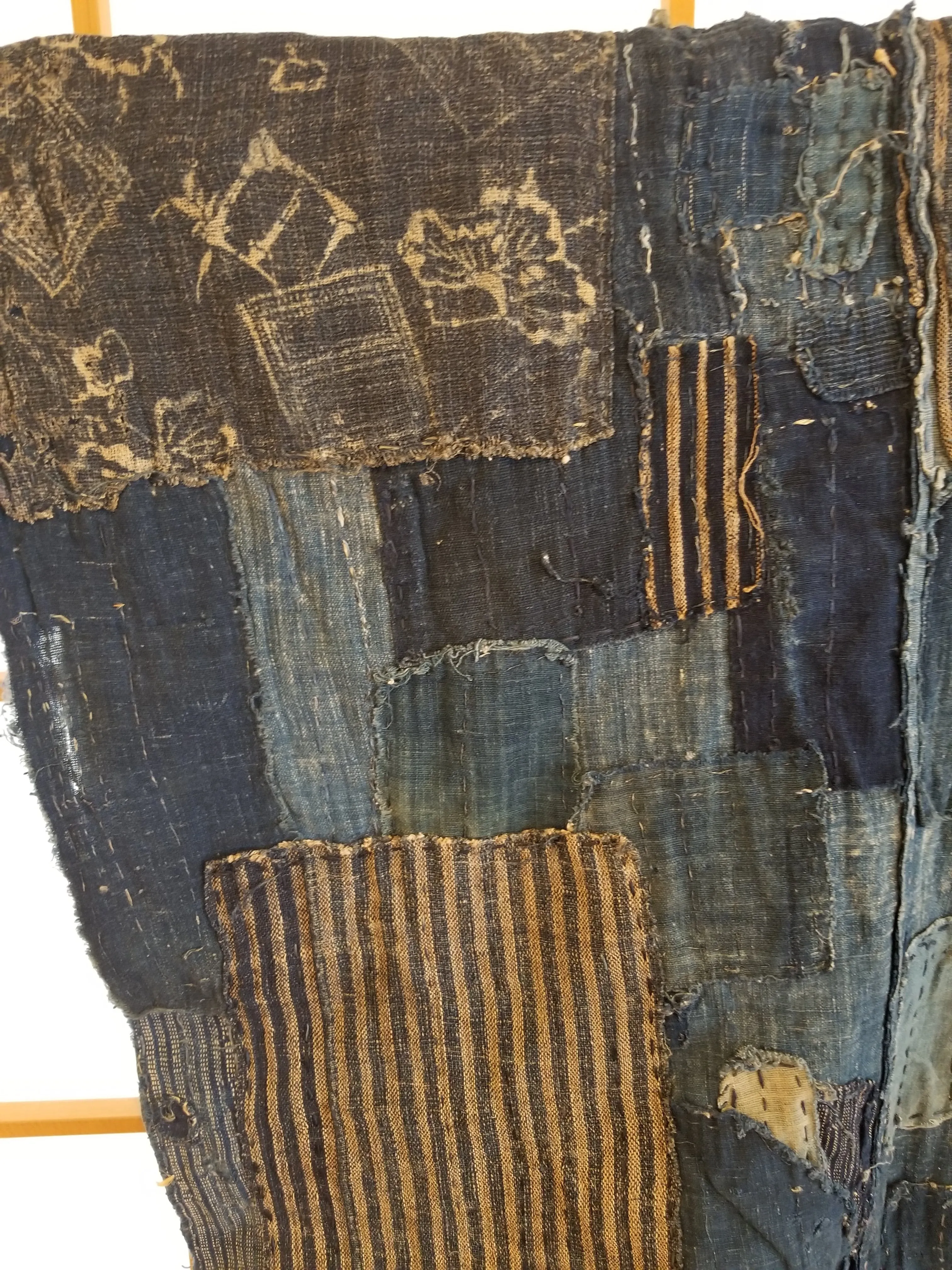 RARE Meiji Era (1900s) Indigo Boro Patchwork Yogi Bodoko Kimono