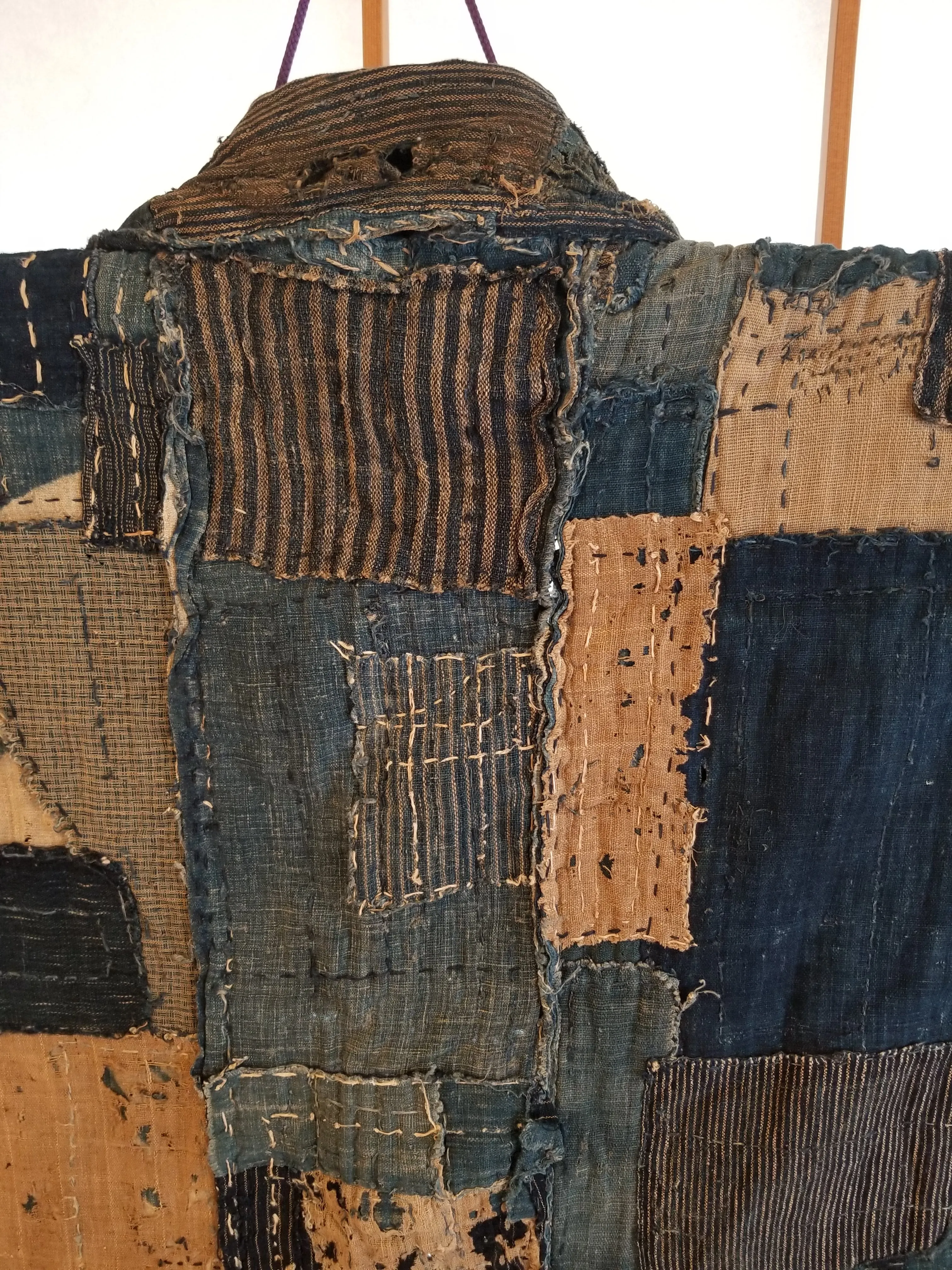 RARE Meiji Era (1900s) Indigo Boro Patchwork Yogi Bodoko Kimono