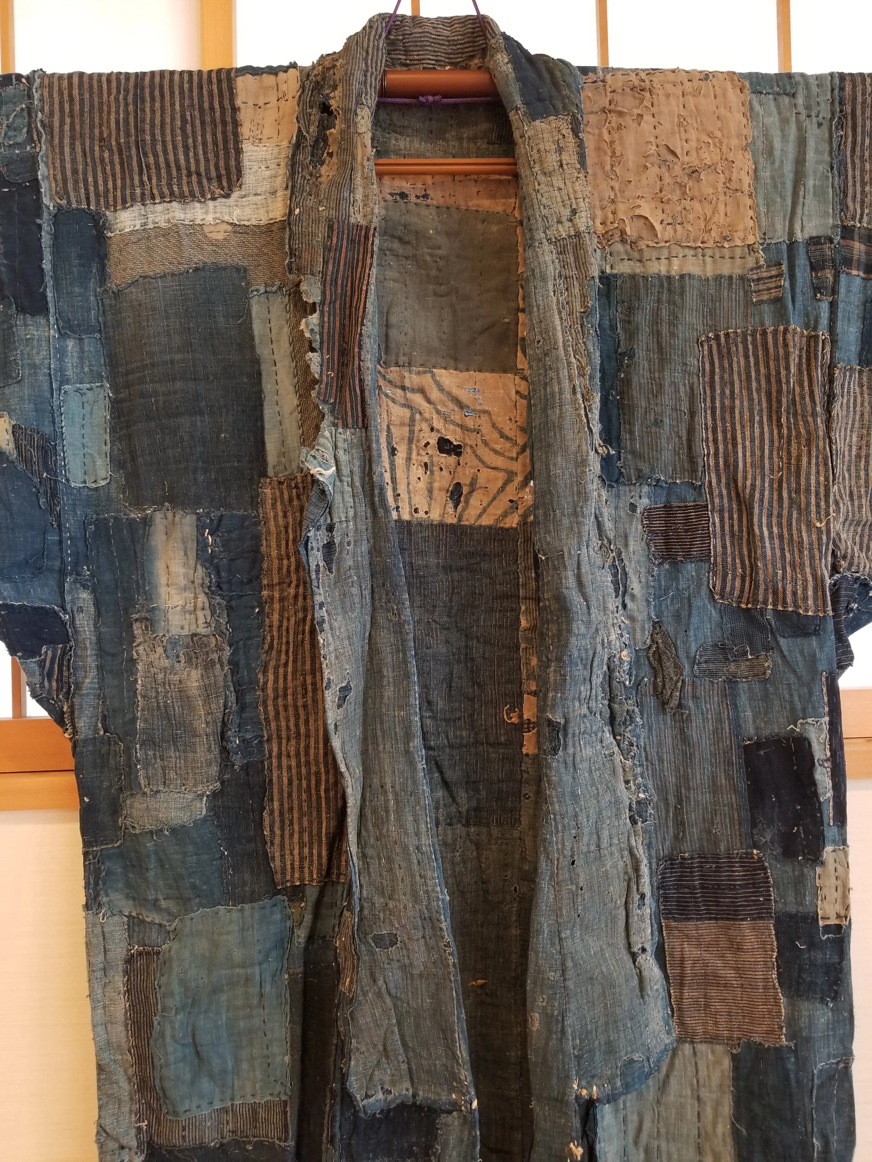 RARE Meiji Era (1900s) Indigo Boro Patchwork Yogi Bodoko Kimono