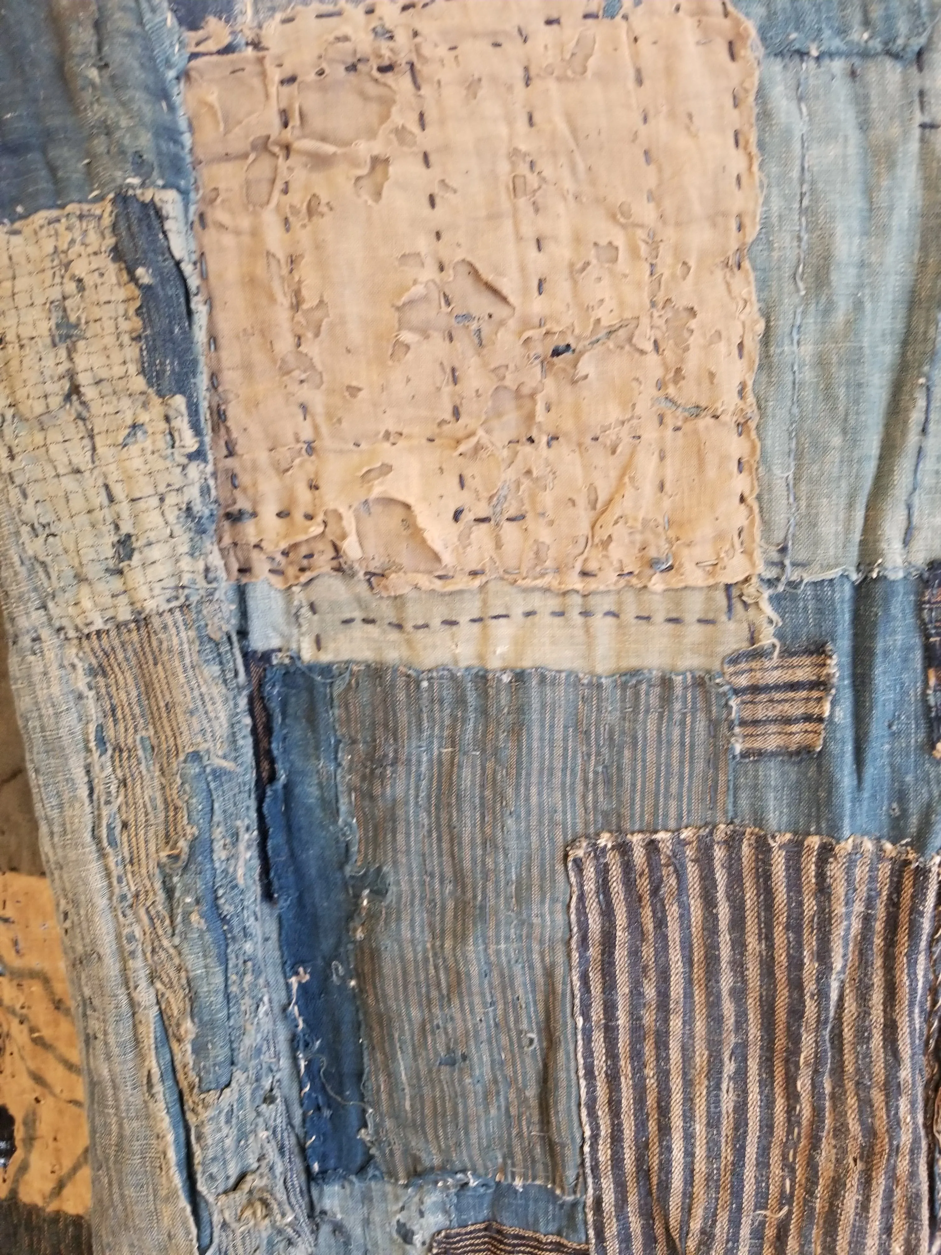 RARE Meiji Era (1900s) Indigo Boro Patchwork Yogi Bodoko Kimono