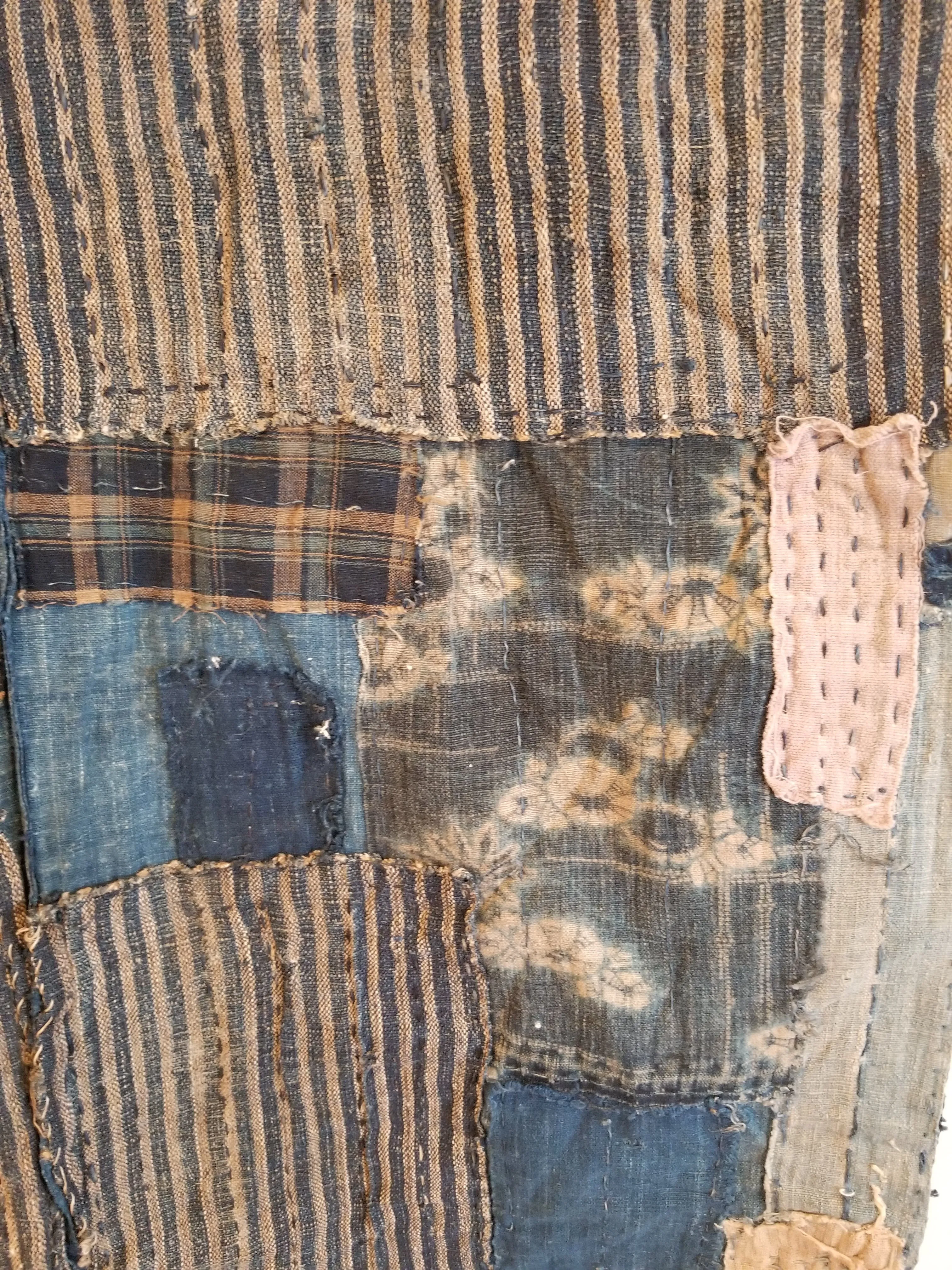 RARE Meiji Era (1900s) Indigo Boro Patchwork Yogi Bodoko Kimono