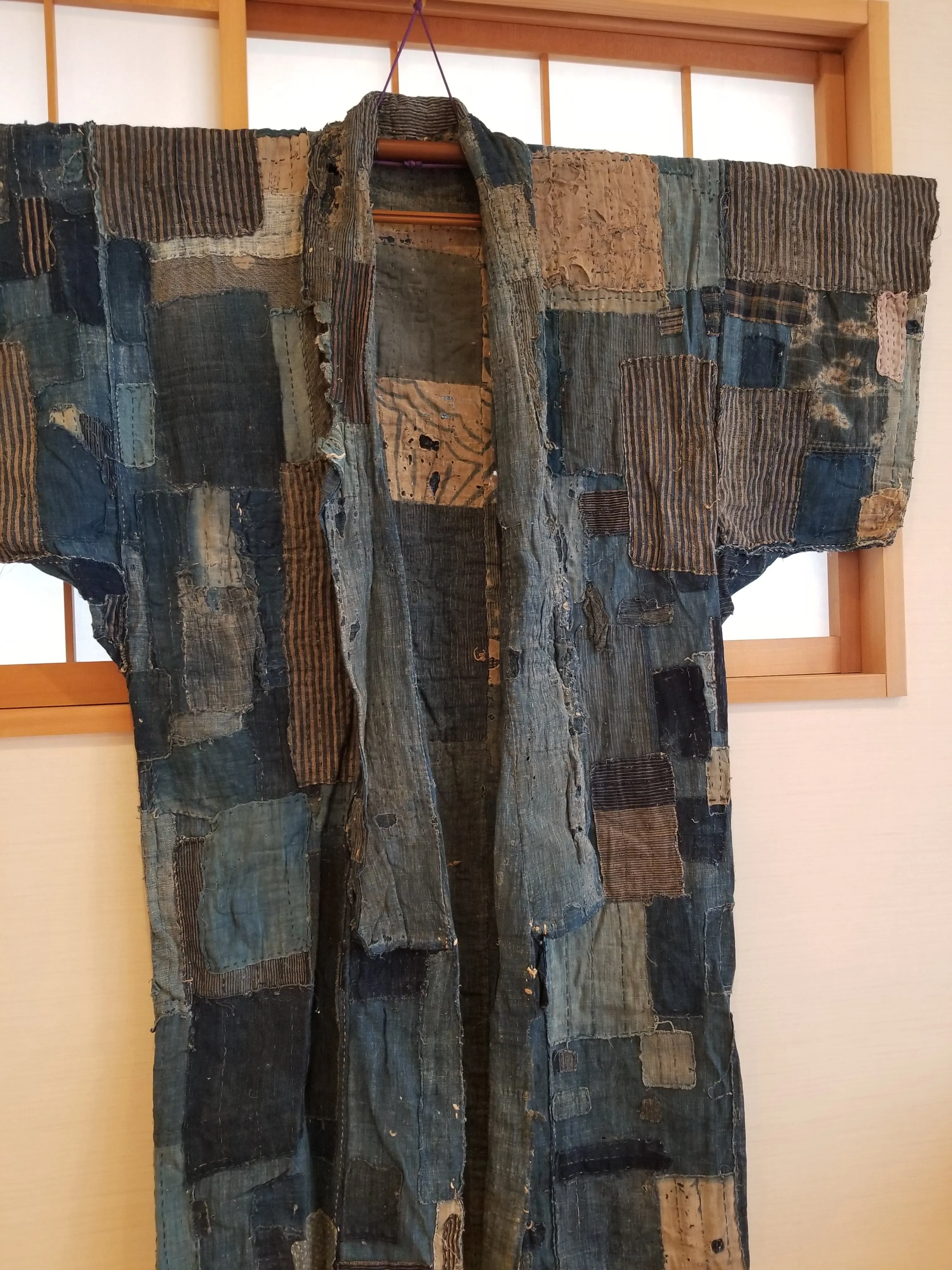 RARE Meiji Era (1900s) Indigo Boro Patchwork Yogi Bodoko Kimono