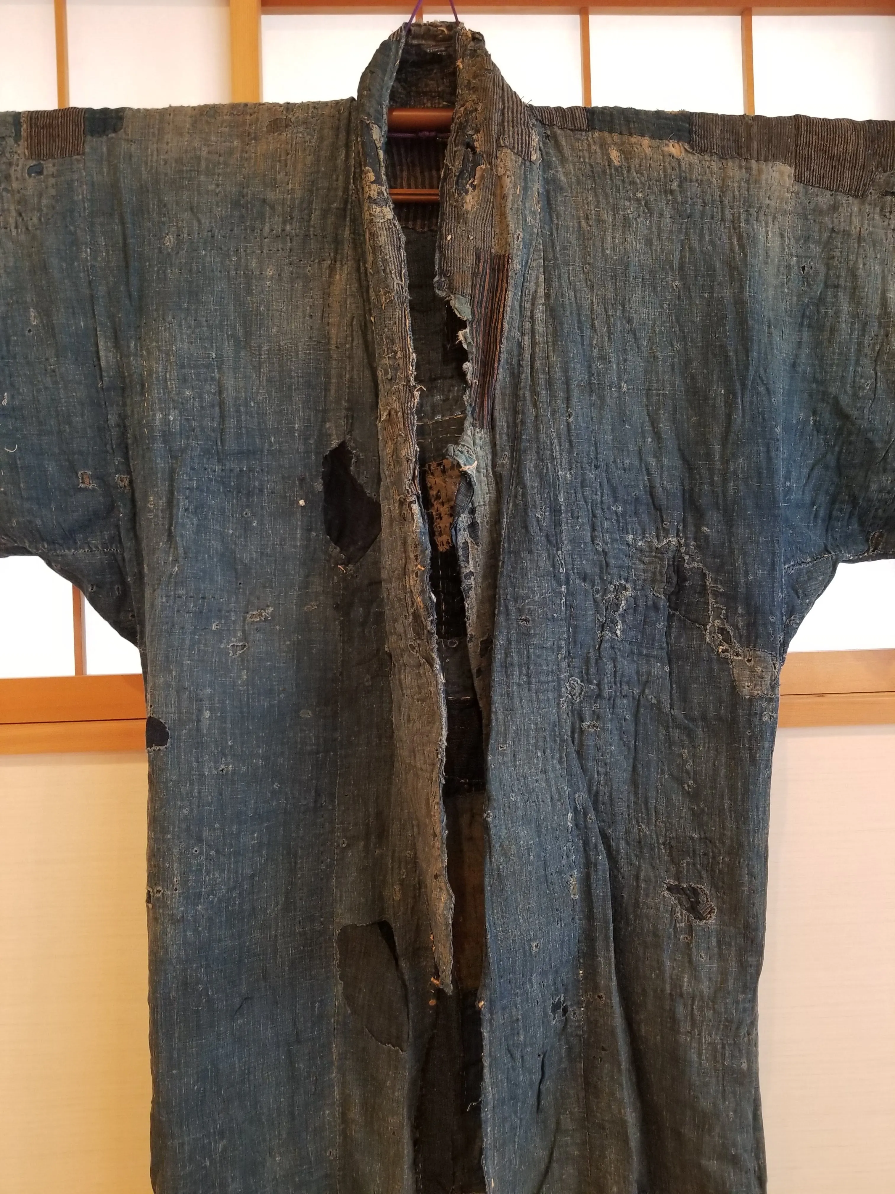 RARE Meiji Era (1900s) Indigo Boro Patchwork Yogi Bodoko Kimono