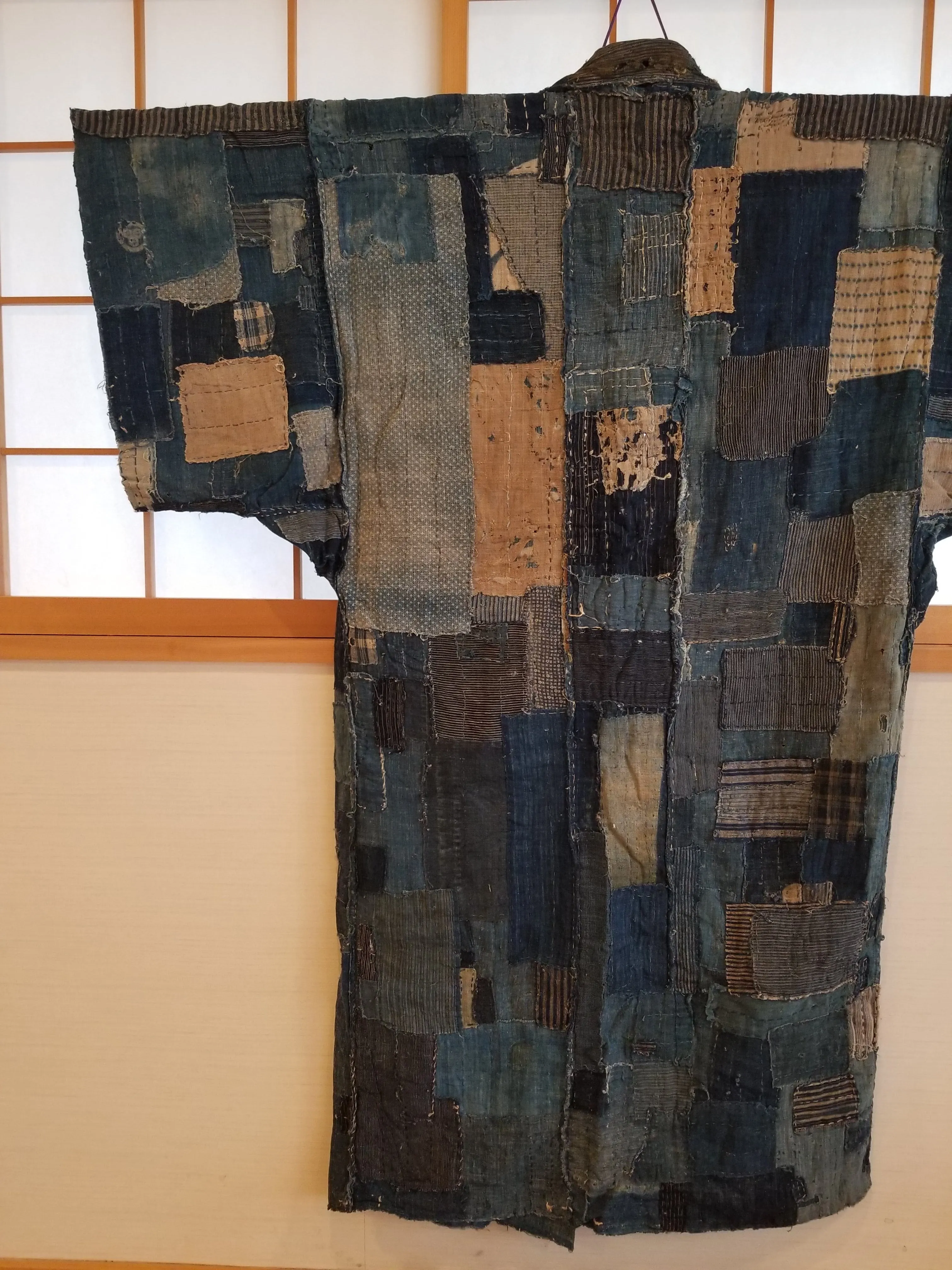 RARE Meiji Era (1900s) Indigo Boro Patchwork Yogi Bodoko Kimono