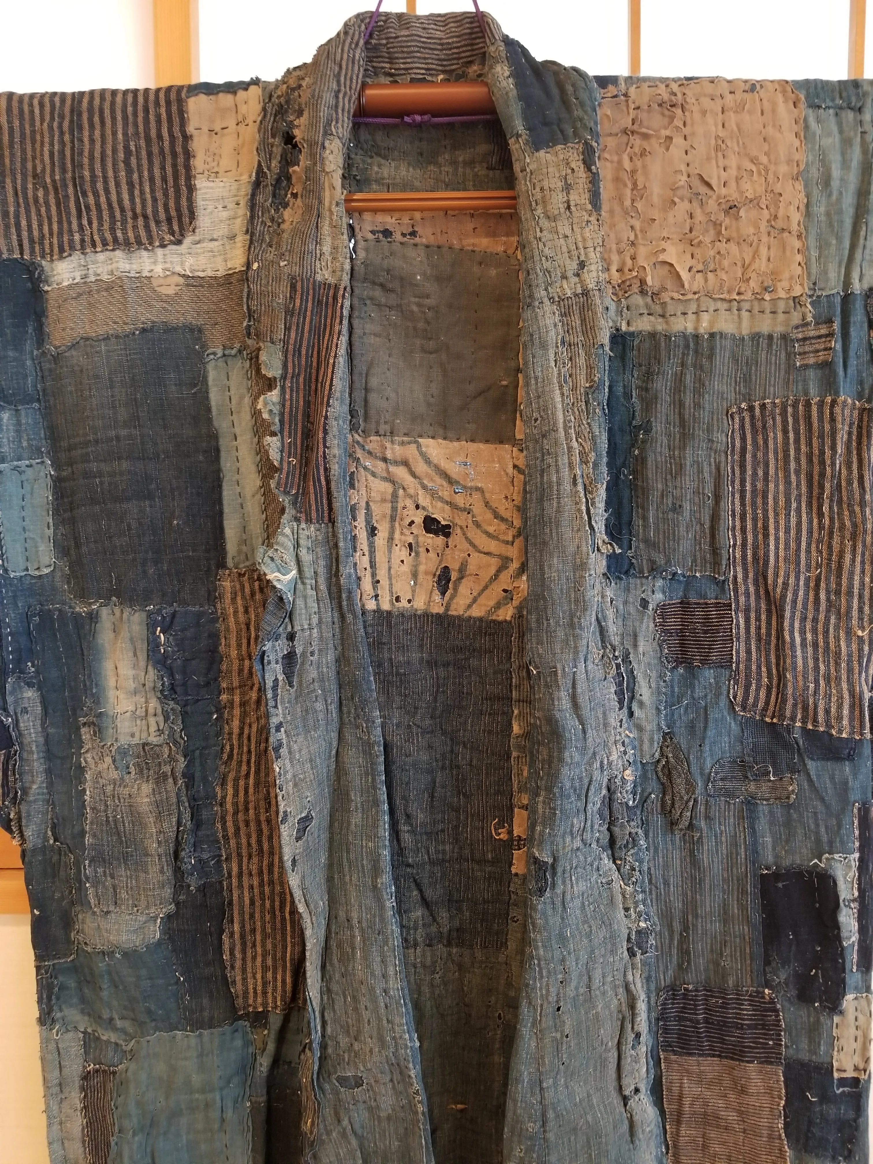 RARE Meiji Era (1900s) Indigo Boro Patchwork Yogi Bodoko Kimono