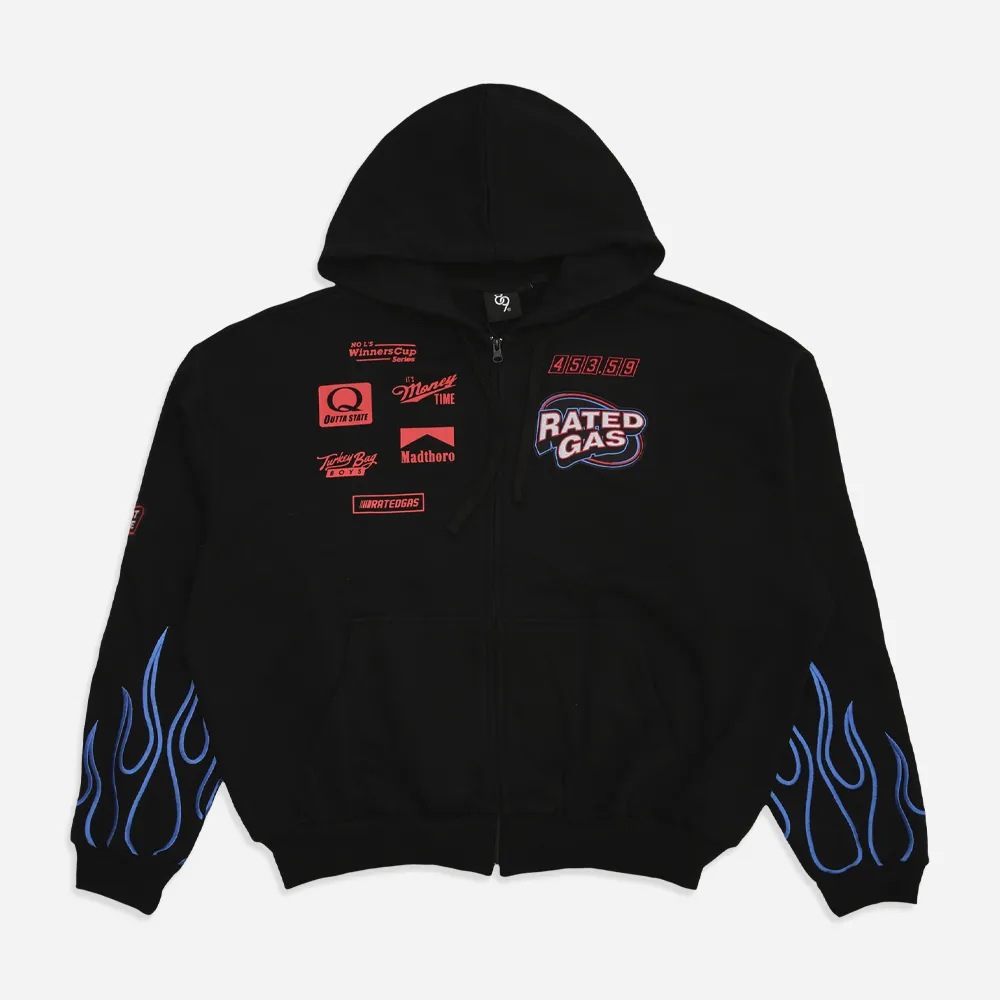 Rated Gas Zip Up Hoodie Black