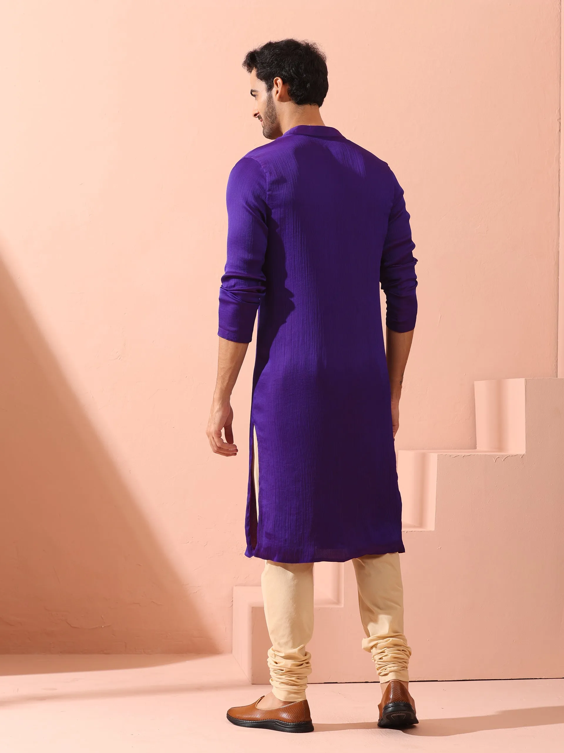 Reversible Striking Purple Plum Chiffon Kurta With Snaps