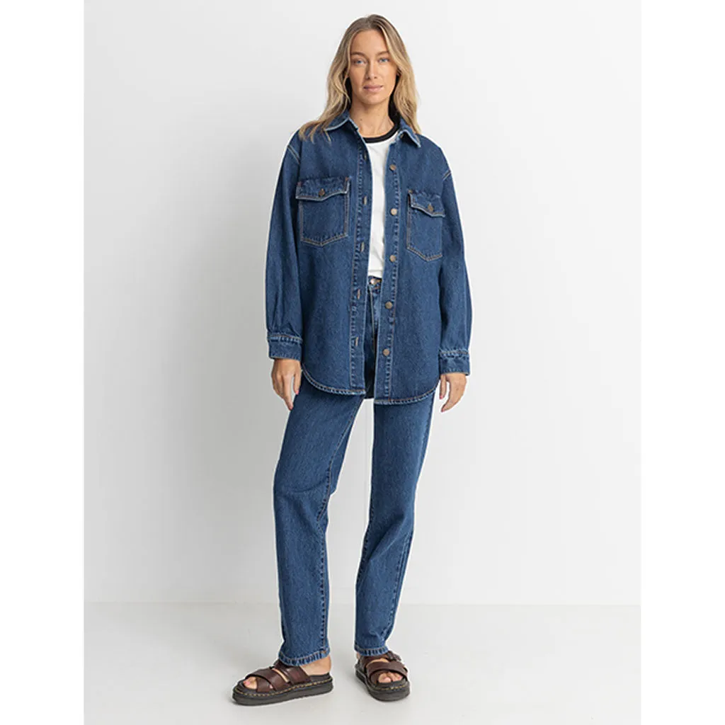 Rhythm Women's Oversized Denim Shacket - Dark Wash